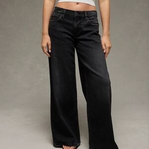 American Eagle Outfitters Black Straight Wide Leg Jeans